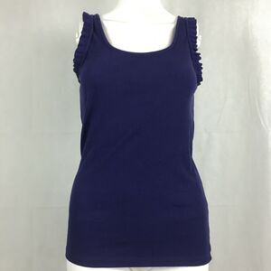 J. Crew Tank Top‎ Womens Sz S Purple Cotton Stretch Rib Knit Ruffle Trim
